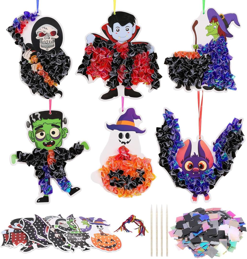 Fennoral 12 Pack Halloween Craft Kit for Kids Make You Own Poke in Arts and Crafts DIY for Kids Boys Girls Party Supplies Halloween Decoration