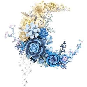 Sahteg 934PCS Blue Moon Flower Building Blocks Kit for Adults, Botanical Collection Blooming Roses DIY Model, Artificial Flowers Building Set for Home Décor Wall Art Decoration