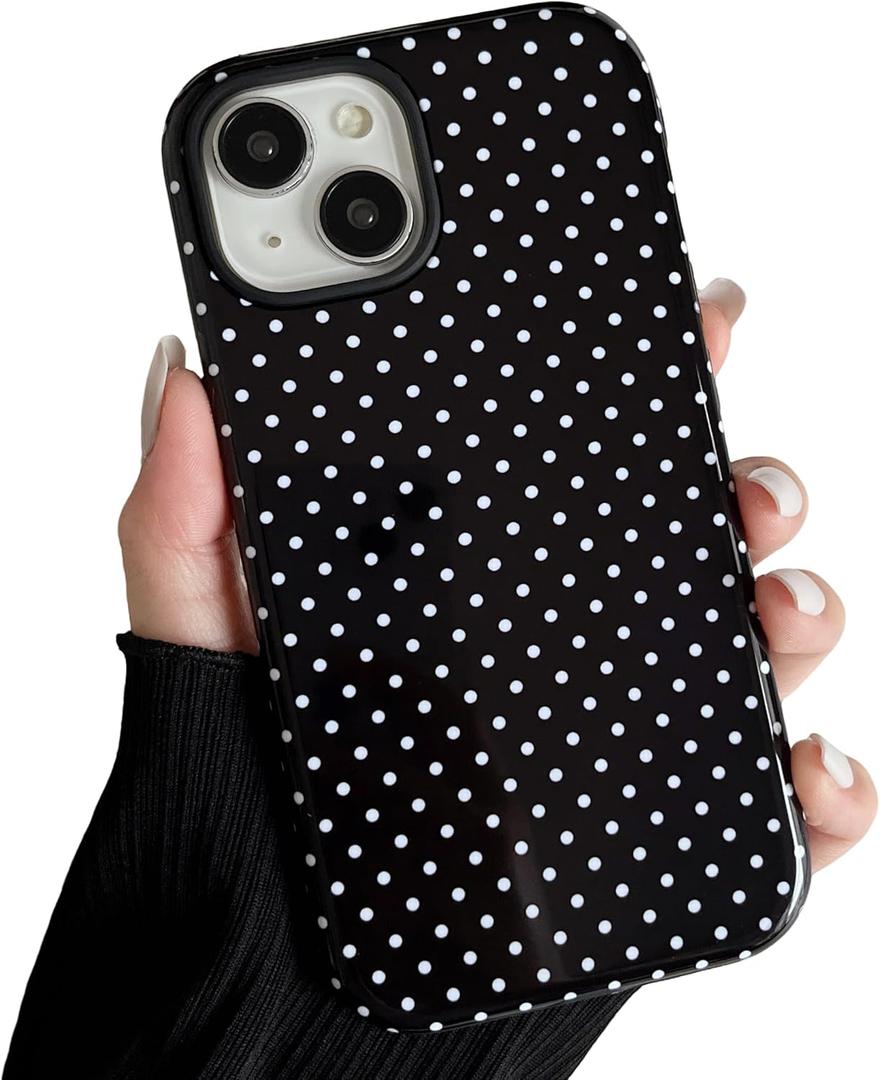 ZTOFERA Magnetic Case for iPhone 13/14, Polka Dot Phone Case Cute for Girl Women, Compatible with Magsafe, Hard PC+Soft TPU Protective Phone Cover for iPhone 13/14-Black