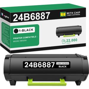 24B6887 Black Toner Cartridge (with Chip) Replacement for Lexmark 24B6887 Toner Cartridge High Yield Works with M3250 XM3250 Series Printer (1 Pack, 22,000 Pages)