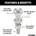 CURT 40093 Replacement Trailer Sway Control Ball, 1-1/4-Inch Diameter, 5/8 x 1-3/4-In Shank