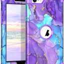 Hocase for iPhone SE 2022/2020 Case, Heavy Duty Shockproof Protection Hard Plastic+Silicone Rubber Hybrid Protective Case for iPhone SE 3rd/2nd Generation (4.7") - When Purple Meets Blue