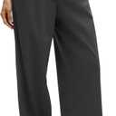 LASLULU Womens Black Dress Pants Wide Leg Casual Stretch Office Teacher Travel Track Trousers Pull on Comfortable Business Casual Stretchy Work Pants Slacks for Women (Black, X-Large)