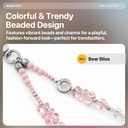 MAGEASY Beaded Phone Charm for Women - Cell Phone Wrist Strap with Teather Tab, Designed for iPhone & Android Phones, Keychain, Camera - Bear Bliss with Lobster Hooks (Double Hooks)
