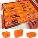 42 Pack Tool Box Organizer Tool Tray Dividers, Rolling Tool Chest Cart Cabinet Workbench Desk Drawer Organization and Storage for Hardware, Parts, Screws, Nuts, Small Tools Organization(Orange)