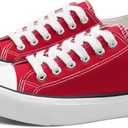ANTLULU Womens Canvas Shoes Low Top and Lace up Fashion Casual Sneakers Black and White Classic (8.5, Red)