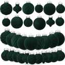 25-Pack Velvet Christmas Ball Ornaments, Shatterproof Premium Fabric Xmas Tree Decorations for Home, Party, Holiday Festive Decor (Emerald Green)