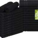 Utopia Towels Cotton Bleach Proof Salon Towel 16 by 27 inches, Bleach Safe Gym 100% Cotton Hand Towel, 24 Pack, Black