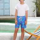 westwolf Boys Swim Trunks Compression Liner Bathing Suit Quick Dry Swimsuit 5-16T (8-9, B Blue Purple)