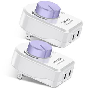 Soldering Iron Temperature Control,Electric FanFactory Electric Fan,Ventilation Fan,Power Controller,Desk Lamp,Dimming LED Light,UL Listed Plug in Dimmer Switch2-Plug120VAC,White,Pack of 2