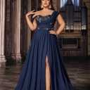 VOUIAO Women Plus Size Bridesmaid Dresses Sequin Summer Maxi Dress A Line Wedding Guest Prom Evening Party Cocktail Gown Navy Blue 2XL