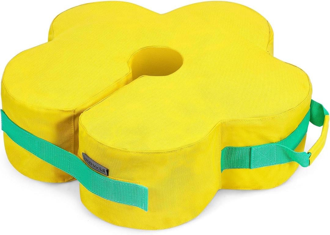 Lawn Social Umbrella Base Weight Bag, Round Heavy Duty Sand Bags for Cantilever Patio Umbrella, Universal Fit for Any Offset Design, Stabilize and Secure Umbrella (Yellow)
