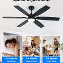 Coolwind 52" Ceiling Fan with Light, Black 6 Double-Side Blades and App/Display Remote Control, 6 Speed Reversible DC Motor, 3CCT Dimmable Led Flush Mount Ceiling Fan for Bedroom Indoor/Outdoor Use