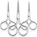 Mudder 3 Pack Small Nose Scissors Facial Hair Trimming Mini Beauty Stainless Steel Grooming Pointed Scissor for Grooming Eyebrows, Nose, Mustache, Beard (Silver)