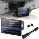 SINGARO Tow Hitch Cover, Heavy American Flag Metal Trailer Hitch Cover for 2 Inch Receivers, Ideal for Truck Accessories with 5/8-Inch Pin Diameter Trailer Hitch Lock (Blue)