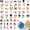 51 PCS Snowman Face Stickers for Crafts Snowman Face Decals for Christmas Ball, Cups,Mugs, Jars, Window, Wall Decor Vinyl Snow Man Christmas Sticker for Crafts
