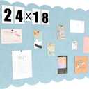 Scalloped Felt Bulletin Board 24 x 18 Inches Foldable Light Blue Pin Cork Board Alternative for Wall, 2' x 1.5' Trifold Picture Vision Self Adhesive Bulletin Decorative