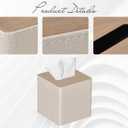 Tissue Box Cover Square PU Leather Facial Tissue Box Holder for Dresser Bathroom Decor (Beige)