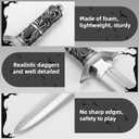 2 Pcs Fake Foam Dagger, Realistic Fake Short Sword Knife Role-Play Accessory, Martial Arts Weapons Prop for Play Fighting, Halloween Cosplay and Assassins Costume Accessory