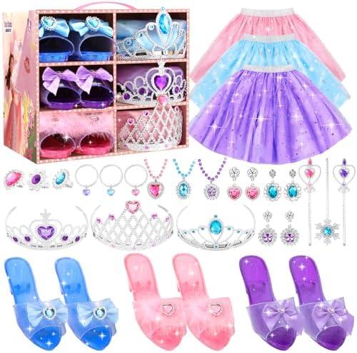 Amazon.com: AINIOKA Princess Dress Up Clothes for Girls 4-6: Princess Toys Kit with Shoes, Skirts, Crown, Wands & Play Jewelry, Birthday Gifts for 3 4 5 6 Year Old Girl Party Favors Role Playing : Toys & Games