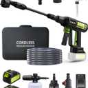 Portable Cordless Pressure Washer 2 Batteries - 1200PSI Brushless Cordless Power Washer with 6-in-1 Nozzle, Adjustable Foam Cannon LCD Touch Screen for Car Garden (Green)