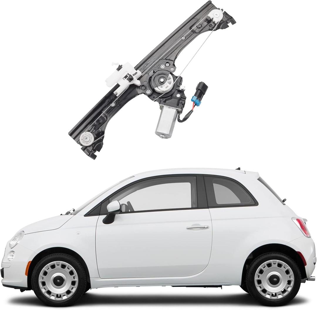 Dasbecan Front Left Driver Side Window Regulator Assembly w/Motor Compatible with Fiat 500 2012-2019 1.4L Replaces 751-648 68070267AD 68070267AE 68070267AC