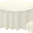 BYDOLL Table Cloth Round 48 Inch Tablecloth Fits Max38 Inch Diameter Top,Beige Washable Outdoor Winkle and Stain Resistant Spillproof Polyester Tablecloths for Round Tables Party Cover