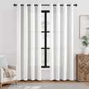 jinchan Linen Textured White Curtains 90 Inches Long 2 Panels for Living Room Darkening Thermal Insulated for Bedroom Window Grommet Top Drapes Light Blocking Drapes, 2 Panels