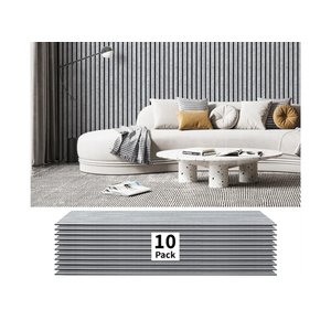 Art3dwallpanels 10 Pack Acoustic Panels, 48" X 12" X 0.43" Soundproof Wall Panels, Self Adhesive High Density Sound Absorbing Acoustic Treatment for Recording Studio, Office, Grey and Black