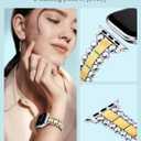 TOYOUTHS Beaded Bracelet Compatible with Apple Watch Bands 38/40/41/42/44/45/46/49mm Women, Dressy Fancy Stainless Steel Metal Elegant Jewelry Strap for iWatch Series 11 10 9 8 7 6 5 4 Ultra/SE 3 2 1 (Silver/Gold)