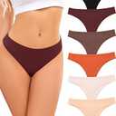 ANSUKOO Cotton Thong Underwear for Women 6 Pack,Ladies Comfortable Panties,Woman Breathable Soft Panty Tangas,Mid Rise Undies (S, Assorted)