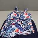 Women Two Piece Tankini Halter Padded Adjustable Drawstring Swimsuit with Boyshorts (X-Large, White Flower)
