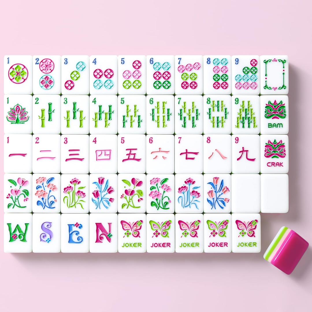 American Mahjong Tile Set, 160 Green 4 Layer Mah Jong GameTiles with Tile Bag, Gift-Ready Storage Box, 4 Dice with Pouch, Mahjong Travel Tiles Set, Western Mah Jongg, Majong, Majiang
