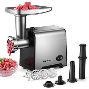KEENSTAR Heavy Duty Electric Meat Grinder with Sausage Stuffer Maker & Kubbe Kit, Food Grinder with Blade & 3 Plates, Stainless Steel Meat Mincer Machine for Home Kitchen Use