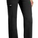 Yoga Scrub Pants Women High-Rise Straight Leg Uniform Cargo Bottom with Yoga Waistband,5 Pockets & 4-Way Stretch (Large, Black)