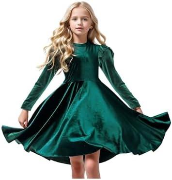 Putysenxi Girls Fall Dress Christmas Dresses Party Birthday Gifts Long Sleeve Casual Spring Flowy Velvet Winter Outfits. Size 150