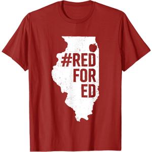 Red For Ed Shirt Illinois State Outline Teacher RedforEd T-Shirt for Men Women Kids, 3XL