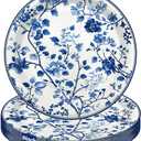 60 Pcs Floral Paper Plates Blue and White Flower 9 Inch Dinner Dessert Cake Paper Plates Disposable Floral Tableware for Wedding Bridal Baby Shower Birthday Decorations Supplies Favors