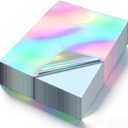 120 Sheet Holographic Sticker Paper, 8.5 x 11 Inch Printable Vinyl Sticker Paper for Laser Printer, Rainbow Holographic Overlay Printer Stickers, Waterproof Self Adhesive Laminating Sheet