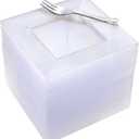 Supernal 100pcs Clear Dessert Plates with 100pcs Silver Dessert Fork, Clear Square Plates, Party Essentials Appetizer Plates,Silver Plastic Silverware, Perfect Choice for Wedding and Party