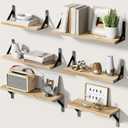 AMADA HOMEFURNISHING Wall Shelves Set of 6, Rustic Farmhouse Style, Wood Floating Shelves for Wall Decor, Bathroom & Bedroom Storage, Living Room Book Shelves, 6pcs (Medium)