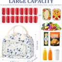 TESAFNG Lunch Bag - Insulated Lunch Box for Women, Reusable Large Capacity Cooler Bag for Adult, Small Leakproof Cute Corduroy Lunch Tote for Work Office Travel Picnic (Blue Flower)