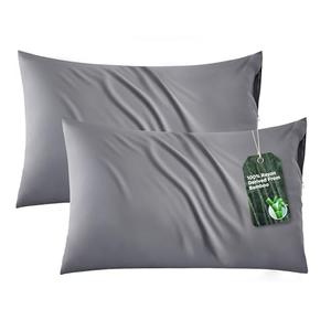 Bedsure Zipper Pillow Cases Standard Size, Cooling Pillow Cases Set of 2, Rayon Derived from Bamboo Cooling Pillowcase for Hot Sleepers, Soft & PureWoven Pillow Covers, Gift, Dark Grey, 20x26 Inches