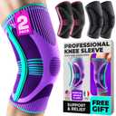 DR. BRACE ELITE Knee Brace with Size Stabilizer (2 Pack) Knee Brace for Women & Men, Workout, Sports, Daily Knee Compression Sleeve for Maximum Knee Pain Support & Fast Recovery (Galaxsis, Large)