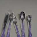 20-Piece Black Silverware Set 18/0 Stainless Steel Flatware Purple Handle Cutlery Set Service for 4 Dinner Knives Forks Spoons Set Mirror Finish Dishwasher Safe