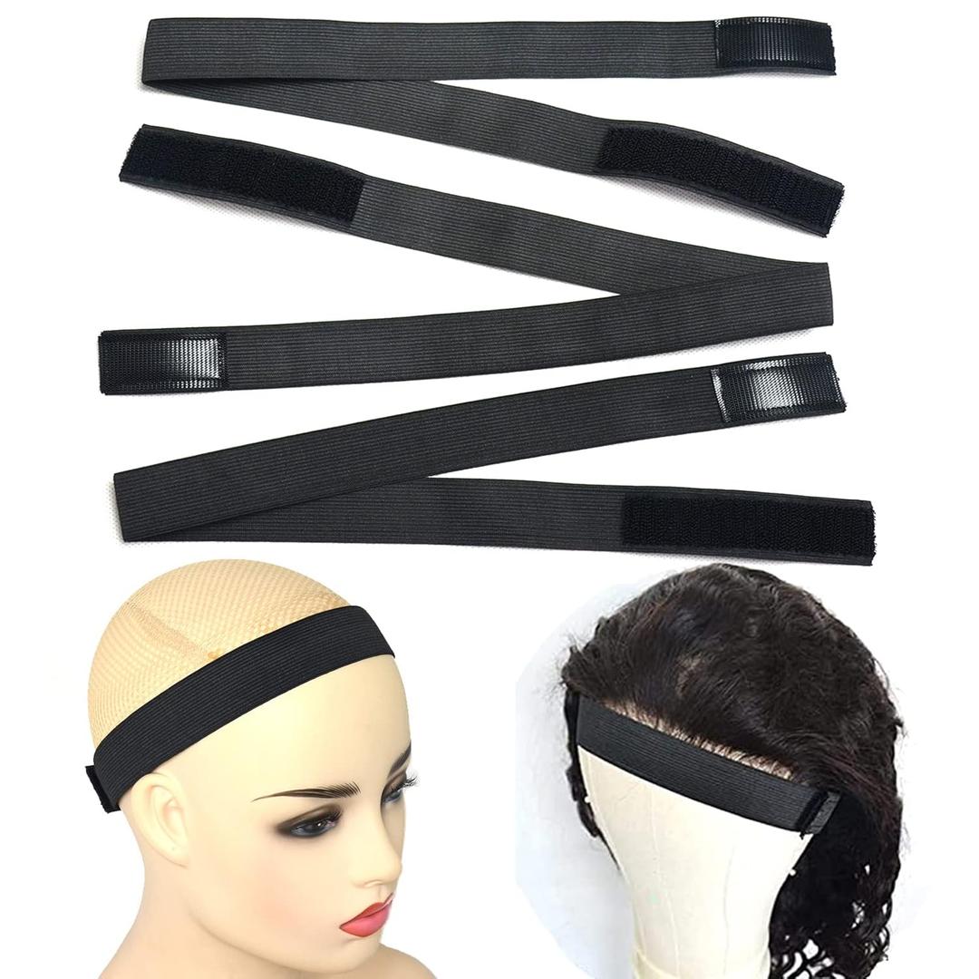 Elastic Wig Bands - Adjustable, Thick & Comfortable, 3 PCS (Black)