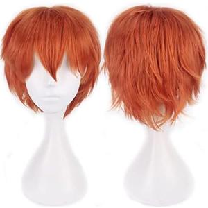 Kediciz Holiday Wig Anime Costume Cosplay Wigs Short Anti-alice Synthetic Party Hair for Women Men Boy Teens + Free Cap (Orange)