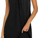 Ekouaer Cotton Nightgowns for Women Sleeveless Night Gown Tank Sleepshirt Wide Strap V Neck Nightshirt Black S