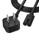 AGVEE 5ft TV Power Cord, 90 Degree UL Listed 18AWG 2-Prong Square AC Power Cable IEC C7 C8 Replacement for Samsung LG Sony Insignia Apple TV LCD LED, Vizio Roku Partybox, Black