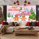 Christmas Garage Door Banner 13x6ft Pink Gingerbread House Merry Christmas Theme Backdrop Banners for Outside Inside Winter Door Cover Garage Wall Covering for Party Garage Decorations
